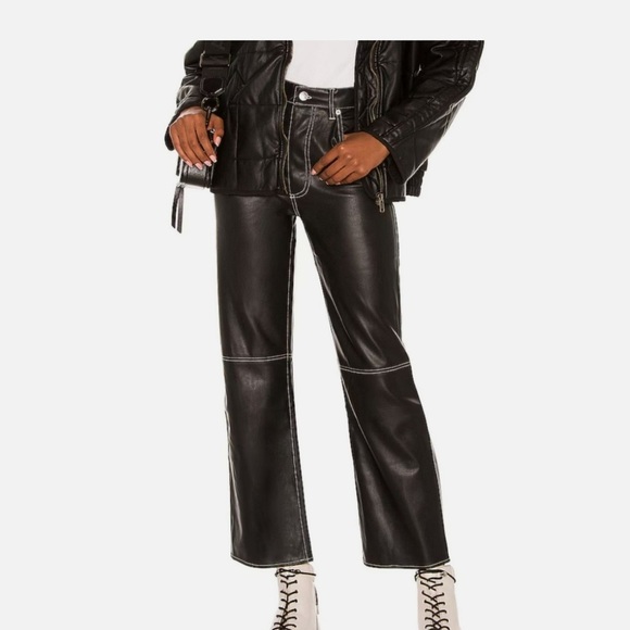 Free People The It Factor Vegan Leather Pant in Mystic Size 6 - Picture 1 of 6